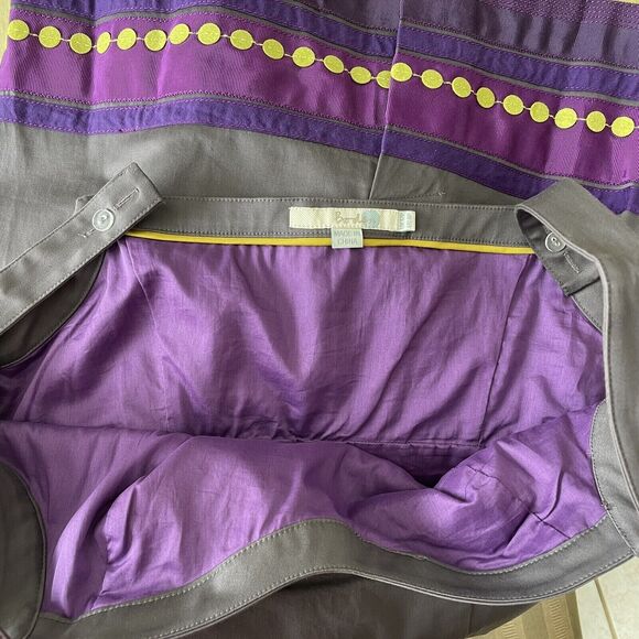 BODEN Pinafore Apron Shift Dress With Ribbon Trim Gray And Purple Size 8P - Picture 9 of 16